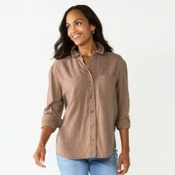 Women's Sonoma Goods For Life® Relaxed Button Down Shirt White Gauze -Sonoma Goods For Life shop unnamed file 4502