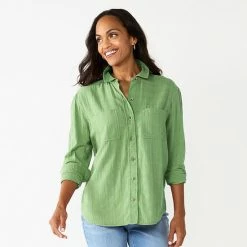 Women's Sonoma Goods For Life® Relaxed Button Down Shirt White Gauze -Sonoma Goods For Life shop unnamed file 4504