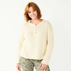 Women's Sonoma Goods For Life® Cozy Henley Sweater Brown 14 Women's Sonoma Goods For Life® Cozy Henley Sweater Brown -Sonoma Goods For Life shop unnamed file 4527