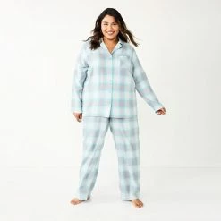 Plus Size Sonoma Goods For Life® Flannel Pajama Shirt & Pajama Pants Sleep Set Ivory Festive Plaid -Sonoma Goods For Life shop unnamed file 4532