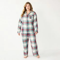 Plus Size Sonoma Goods For Life® Flannel Pajama Shirt & Pajama Pants Sleep Set Ivory Festive Plaid -Sonoma Goods For Life shop unnamed file 4535