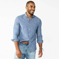 Men's Sonoma Goods For Life® Slim Perfect-Length Button-Down Shirt Blue Oxford