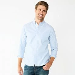 Men's Sonoma Goods For Life® Slim Perfect-Length Button-Down Shirt Blue Oxford -Sonoma Goods For Life shop unnamed file 4600