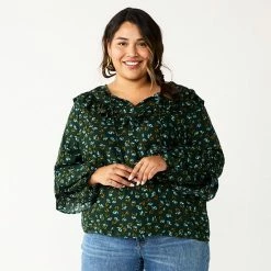 Plus Size Sonoma Goods For Life® Ruffle Peasant Top Sage Green Floral -Sonoma Goods For Life shop unnamed file 4611