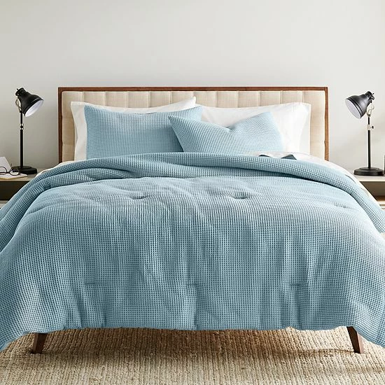 Sonoma Goods For Life® Andorra Waffle Duvet Set With Shams Blue 10 Sonoma Goods For Life® Andorra Waffle Duvet Set With Shams Blue - Image 8