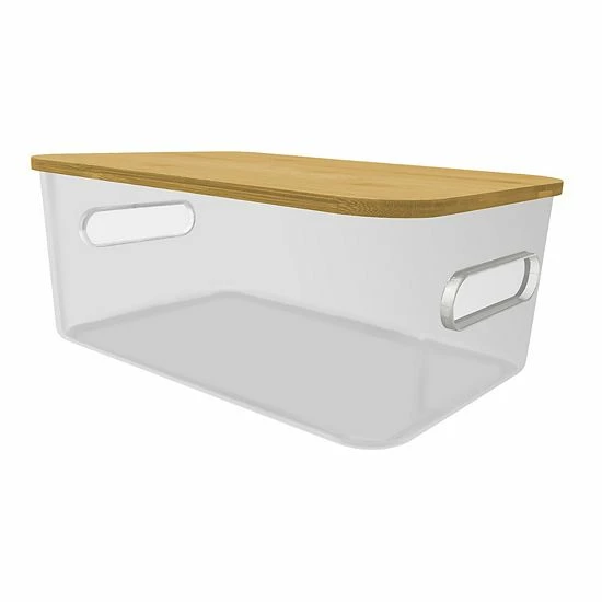 Sonoma Goods For Life® Plastic Bin With Bamboo Lid White 4 Sonoma Goods For Life® Plastic Bin With Bamboo Lid White - Image 2