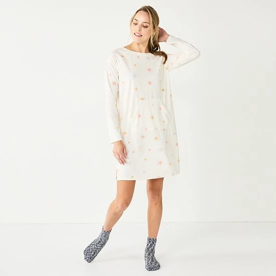 Women's Sonoma Goods For Life® 2-pc. Long Sleeve Crewneck Sleepshirt & Socks Set Ivory Starry 7 Women's Sonoma Goods For Life® 2-pc. Long Sleeve Crewneck Sleepshirt & Socks Set Ivory Starry - Image 5