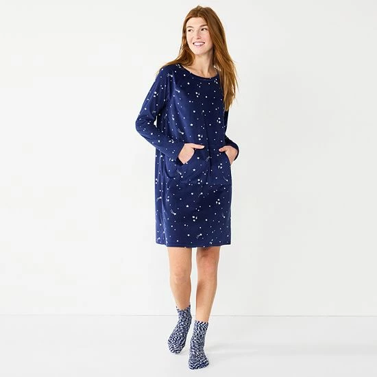 Women's Sonoma Goods For Life® 2-pc. Long Sleeve Crewneck Sleepshirt & Socks Set Ivory Starry 9 Women's Sonoma Goods For Life® 2-pc. Long Sleeve Crewneck Sleepshirt & Socks Set Ivory Starry - Image 7