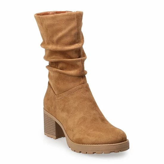 Sonoma Goods For Life® Saxophone Stacked Slough Women's Mid Shaft Boots Whiskey 3 Sonoma Goods For Life® Saxophone Stacked Slough Women's Mid Shaft Boots Whiskey