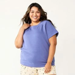 Plus Size Sonoma Goods For Life® Short-Sleeve Fleece Sweatshirt Heather Gray -Sonoma Goods For Life shop unnamed file 4892