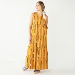 Women's Sonoma Goods For Life® Tiered Maxi Dress Gold Ikat Stripe -Sonoma Goods For Life shop unnamed file 5050