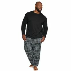 Big & Tall Sonoma Goods For Life® Crewneck Tee & Flannel Pants Sleep Set Gray Black -Sonoma Goods For Life shop unnamed file 5124