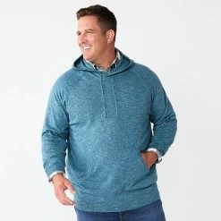 Sonoma Goods For Life shop 25 Big & Tall Men's Sonoma Goods For Life® Fine-Gauge Hooded Sweater Gray Green Stripe