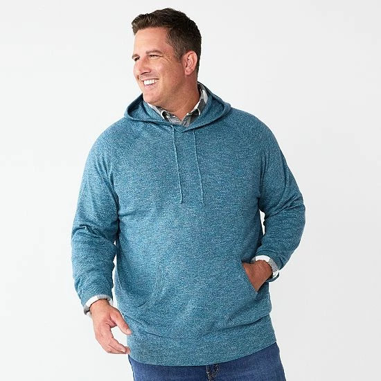 Big & Tall Men's Sonoma Goods For Life® Fine-Gauge Hooded Sweater Gray Green Stripe 3 Big & Tall Men's Sonoma Goods For Life® Fine-Gauge Hooded Sweater Gray Green Stripe