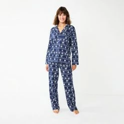 Petite Sonoma Goods For Life® Knit Pajama Shirt & Pajama Pants Sleep Set Navy Lil Fisle -Sonoma Goods For Life shop unnamed file 5225