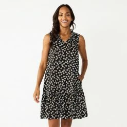 Women's Sonoma Goods For Life® Tiered Sleeveless Dress Black Floral -Sonoma Goods For Life shop unnamed file 5234