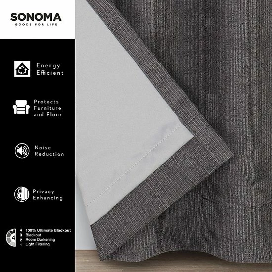 Sonoma Goods For Life® Ultimate Performance Distressed Chenille 100% Blackout 2-pk Curtain Indigo 6 Sonoma Goods For Life® Ultimate Performance Distressed Chenille 100% Blackout 2-pk Curtain Indigo - Image 4