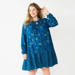 Plus Size Sonoma Goods For Life® Printed Long Sleeve Dress Plum Floral -Sonoma Goods For Life shop unnamed file 5379