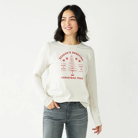 Petite Sonoma Goods For Life® Long Sleeve Holiday Graphic Tee So Very Merry Red 6 Petite Sonoma Goods For Life® Long Sleeve Holiday Graphic Tee So Very Merry Red - Image 4