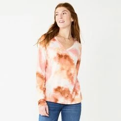 Petite Sonoma Goods For Life® Everyday Long Sleeve V-Neck Top Red Scatter Floral -Sonoma Goods For Life shop unnamed file 5482