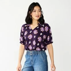 Women's Sonoma Goods For Life® Puff Sleeve Top Blak Geo Print -Sonoma Goods For Life shop unnamed file 5493