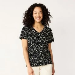 Petite Sonoma Goods For Life® Everyday Short Sleeve V-Neck Tee Black -Sonoma Goods For Life shop unnamed file 5506