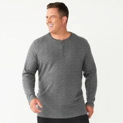 Men's Big & Tall Sonoma Goods For Life® Textured Henley Top Black Space Dye -Sonoma Goods For Life shop unnamed file 5617