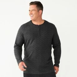 Men's Big & Tall Sonoma Goods For Life® Textured Henley Top Black Space Dye -Sonoma Goods For Life shop unnamed file 5619
