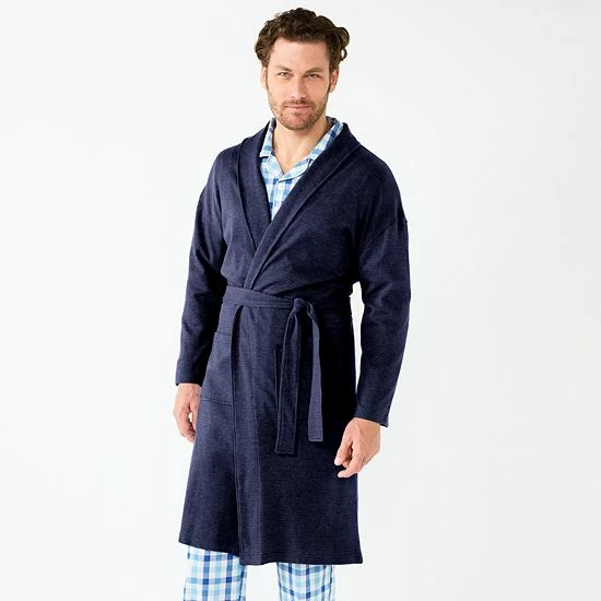 Men's Sonoma Goods For Life® 47" Waffle Robe Light Blue Heather 8 Men's Sonoma Goods For Life® 47" Waffle Robe Light Blue Heather - Image 6