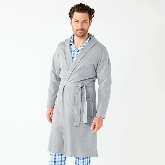 Men's Sonoma Goods For Life® 47" Waffle Robe Light Blue Heather 9 Men's Sonoma Goods For Life® 47" Waffle Robe Light Blue Heather - Image 7