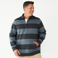 Sonoma Goods For Life shop 31 Big & Tall Sonoma Goods For Life Fleece Rugby Shirt Green Blue Stripe