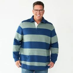 Big & Tall Sonoma Goods For Life Fleece Rugby Shirt Green Blue Stripe -Sonoma Goods For Life shop unnamed file 5776