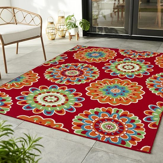 Sonoma Goods For Life® Floral Medallion Indoor/Outdoor Area And Throw Rug Rust 6 Sonoma Goods For Life® Floral Medallion Indoor/Outdoor Area And Throw Rug Rust - Image 4