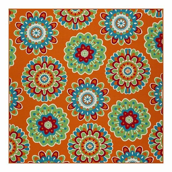 Sonoma Goods For Life® Floral Medallion Indoor/Outdoor Area And Throw Rug Rust 7 Sonoma Goods For Life® Floral Medallion Indoor/Outdoor Area And Throw Rug Rust - Image 5