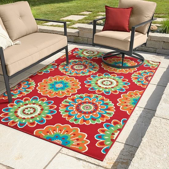 Sonoma Goods For Life® Floral Medallion Indoor/Outdoor Area And Throw Rug Rust 11 Sonoma Goods For Life® Floral Medallion Indoor/Outdoor Area And Throw Rug Rust - Image 9