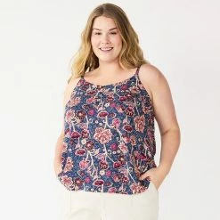 Plus Size Sonoma Goods For Life® Swing Tank Navy Floral