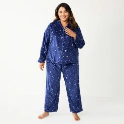 Plus Size Sonoma Goods For Life® Velour Pajama Shirt & Pajama Pants Sleep Set Black Starry -Sonoma Goods For Life shop unnamed file 6166