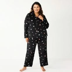 Plus Size Sonoma Goods For Life® Velour Pajama Shirt & Pajama Pants Sleep Set Black Starry -Sonoma Goods For Life shop unnamed file 6168