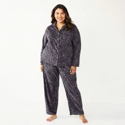 Plus Size Sonoma Goods For Life® Velour Pajama Shirt & Pajama Pants Sleep Set Black Starry -Sonoma Goods For Life shop unnamed file 6169