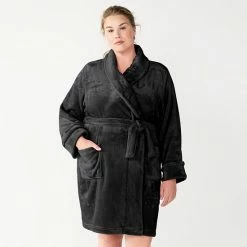 Plus Size Sonoma Goods For Life® Short Plush Robe Black -Sonoma Goods For Life shop unnamed file 6181