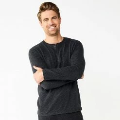 Men's Sonoma Goods For Life® Textured Henley Top Charcoal Space Dye -Sonoma Goods For Life shop unnamed file 6190