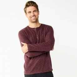 Men's Sonoma Goods For Life® Textured Henley Top Charcoal Space Dye -Sonoma Goods For Life shop unnamed file 6191