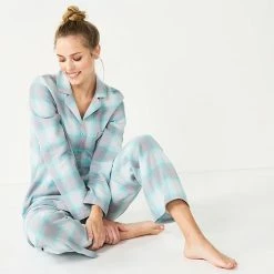 Women's Sonoma Goods For Life® Flannel Pajama Shirt & Pajama Pants Sleep Set Navy Forest Pld -Sonoma Goods For Life shop unnamed file 620