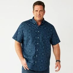 Big & Tall Sonoma Goods For Life® Poplin Button-Down Shirt Blue Floral