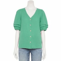 Women's Sonoma Goods For Life® Pleated Elbow-Sleeve Blouse Beige -Sonoma Goods For Life shop unnamed file 6472