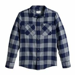 Boys 8-20 Sonoma Goods For Life® Plaid Flannel Button-Up Shirt In Regular & Husky Buffalo Check Olive -Sonoma Goods For Life shop unnamed file 648