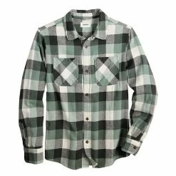 Boys 8-20 Sonoma Goods For Life® Plaid Flannel Button-Up Shirt In Regular & Husky Buffalo Check Olive -Sonoma Goods For Life shop unnamed file 649