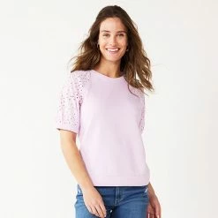 Women's Sonoma Goods For Life® Puff Sleeve Sweatshirt Peach Bleach Dye -Sonoma Goods For Life shop unnamed file 6497