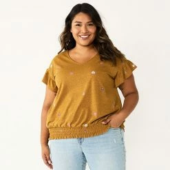 Plus Size Sonoma Goods For Life® Banded Bottom Ruffle Sleeve Top Olive -Sonoma Goods For Life shop unnamed file 6503