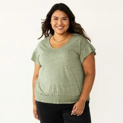Plus Size Sonoma Goods For Life® Banded Bottom Ruffle Sleeve Top Olive -Sonoma Goods For Life shop unnamed file 6505